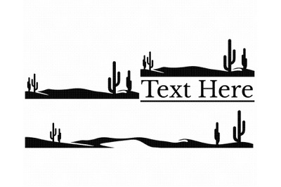 desert landscape SVG, cactus PNG, border DXF, clipart, EPS, vector