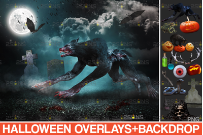 Halloween overlay &amp; Halloween digital backdrop, Photoshop overlay