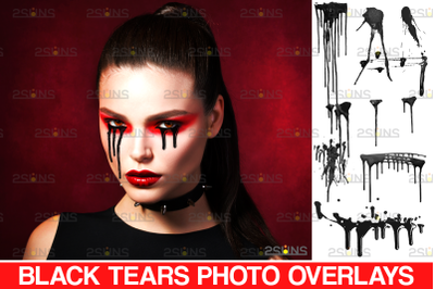 Black tears photoshop overlay, Halloween png overlays