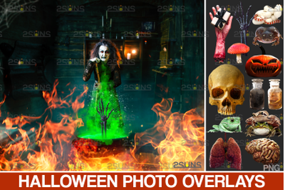 Halloween clipart &amp;amp; Halloween overlay&2C; Photoshop overlay fire&2C; brain