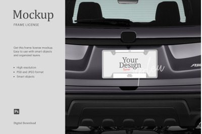 License Plate Frame Back Car Mock Up | Compatible W/ Affinity Designer