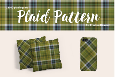 Green and Navy Blue Plaid Pattern for Print on Demand