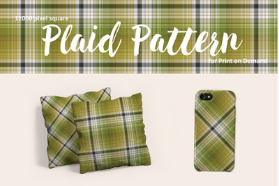 Olive Green Plaid Pattern for Print on Demand