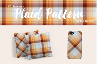 Orange and Grey Plaid Pattern for Print on Demand