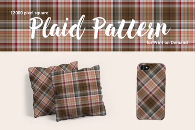 Neutral Brown Plaid Pattern for Print on Demand