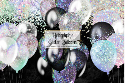 Holographic Glitter Balloons Clipart