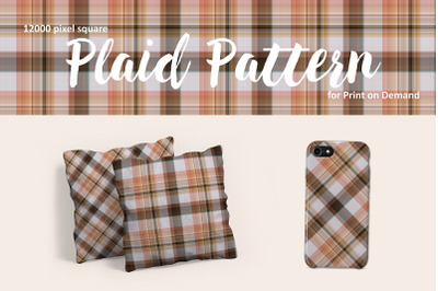 Brown and Tan Plaid Pattern for Print on Demand
