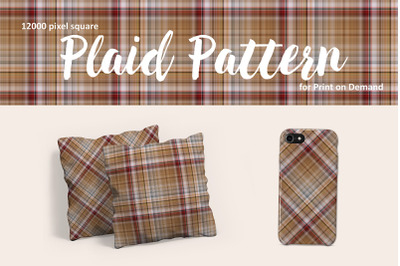Brown and Red Plaid Pattern for Print on Demand