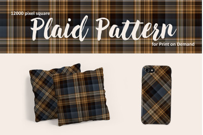 Masculine Brown and Blue Plaid Pattern for Print on Demand