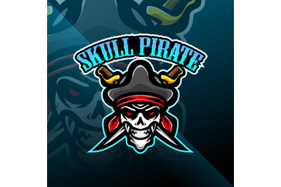 Skull pirates mascot gaming logo design