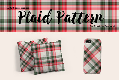 Green and Red Christmas Plaid for Print on Demand