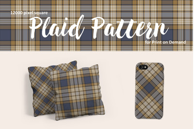 Masculine Blue and Tan Plaid Patterns for Print on Demand
