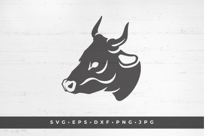 Horned cow head icon isolated on white background vector illustration.