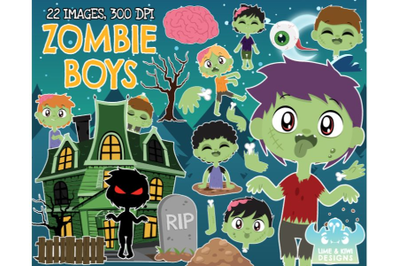 Zombie Boys Clipart - Lime and Kiwi Designs