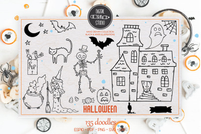 Halloween Doodles | Monster Character, Pumpkin, Haunted House