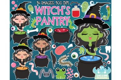 Witch&#039;s Pantry Clipart - Lime and Kiwi Designs