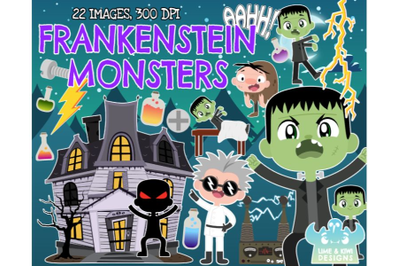 Frankenstein&#039;s Monster Clipart - Lime and Kiwi Designs