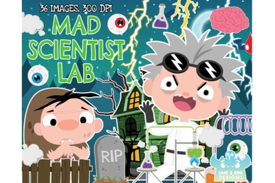 Mad Scientist Lab Clipart - Lime and Kiwi Designs