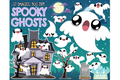 Ghosts Clipart - Lime and Kiwi Designs