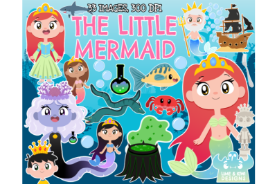 The Little Mermaid Clipart - Lime and Kiwi Designs