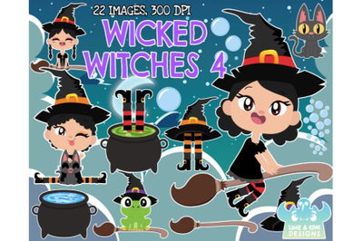 Wicked Witches 4 Clipart - Lime and Kiwi Designs