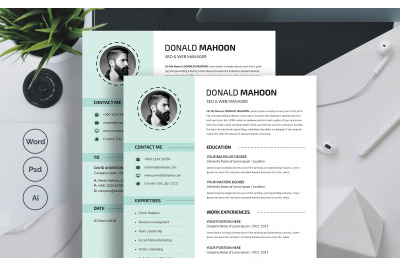 One Page Resume / CV Template with MS Word
