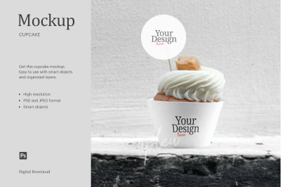 Cream Caramel Cupcake Topper Mock Up | Compatible W&2F; Affinity Designer