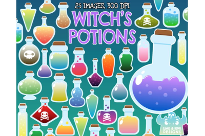 Witches Potions Clipart - Lime and Kiwi Designs