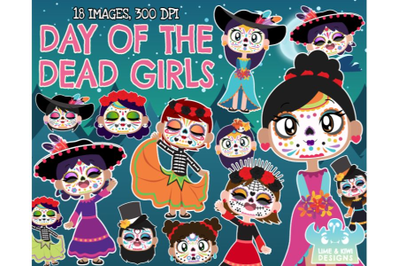 Day of the Dead Girls Clipart - Lime and Kiwi Designs