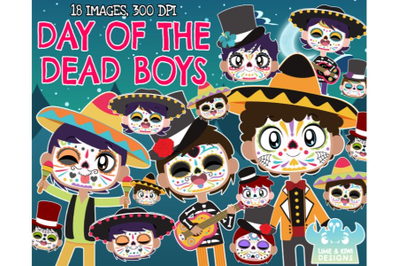 Day of the Dead Boys Clipart - Lime and Kiwi Designs