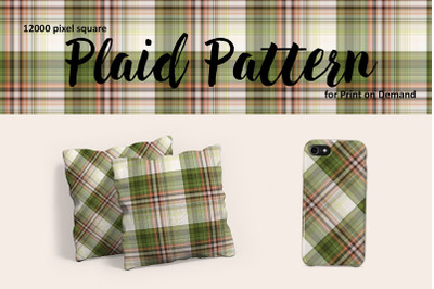 Green and White Plaid Pattern for Print on Demand