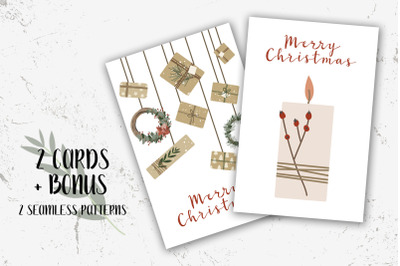 2 Christmas cards and Bonus. Merry Xmas and Happy New Year