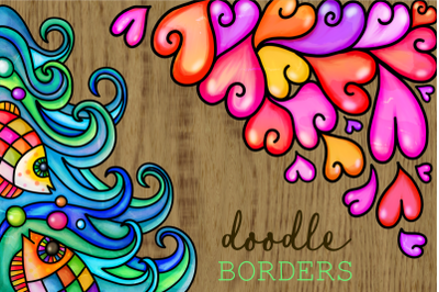 Watercolor Folk Art Doodle Borders