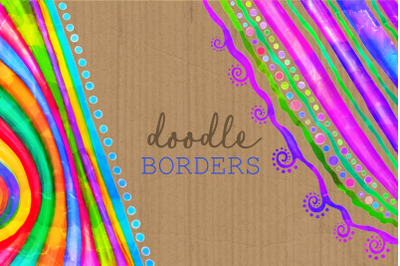 Watercolor Ink Decorative Doodle Borders