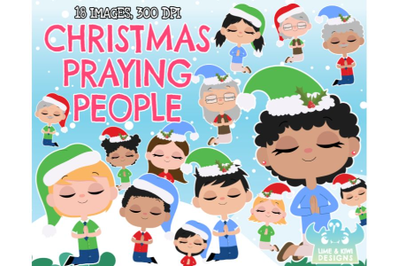 Christmas Praying People Clipart - Lime and Kiwi Designs