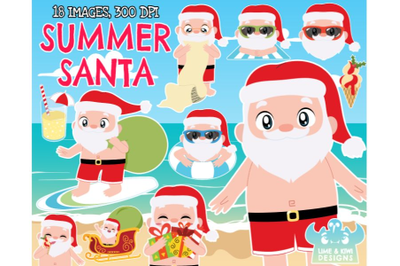 Summer Santa Clipart - Lime and Kiwi Designs