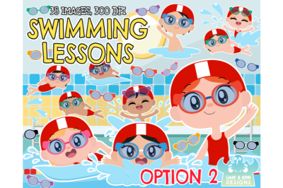 Swimming Lessons Option 2 Clipart - Lime and Kiwi Designs