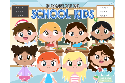 School Kids Clipart - Lime and Kiwi Designs