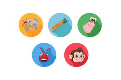 Monkey Friends Cartoon Animals Icon Bundle