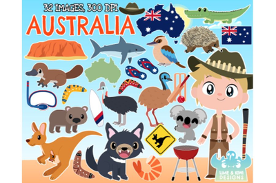 Australia Clipart - Lime and Kiwi Designs