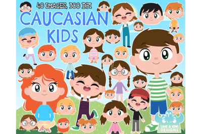 Caucasian Kids Clipart - Lime and Kiwi Designs