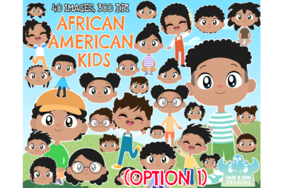 African American Kids Clipart - Option 1