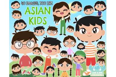 Asian Kids Clipart - Lime and Kiwi Designs