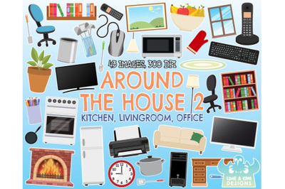 Around the House 2 - Kitchen, Livingroom, Office Clipart