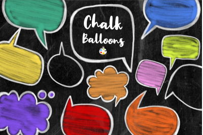 Chalk Board Word Bubbles Speech Clipart