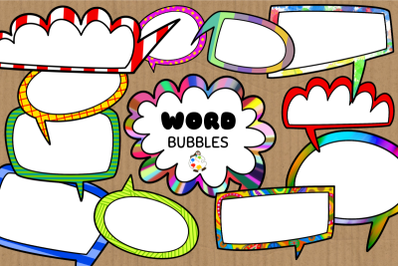 Funky Comic Word Bubble Clipart Set