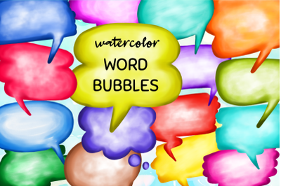 Watercolor Word Bubbles Callout Clipart