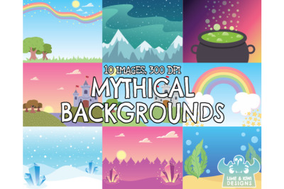 Mythical Backgrounds Clipart - Lime and Kiwi Designs