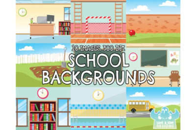 School Backgrounds Clipart - Lime and Kiwi Designs