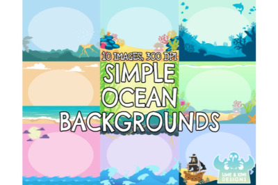 Simple Ocean Backgrounds - Lime and Kiwi Designs